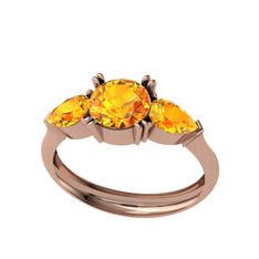Bast Tria Yüzük - Sitrin 925 ayar rose altın kaplama gümüş yüzük #1nui4ip