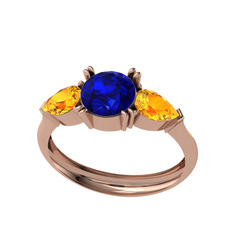 Bast Tria Yüzük - Lab safir ve sitrin 8 ayar rose altın yüzük #1pqbiw6