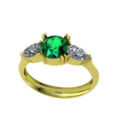 Yeşil kuvars ve swarovski 14 ayar altın yüzük