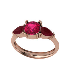 Bast Tria Yüzük - Rodolit garnet ve kök yakut 8 ayar rose altın yüzük #1q3ldm3