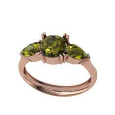 Bast Tria Yüzük - Peridot 18 ayar rose altın yüzük #1q9n61u