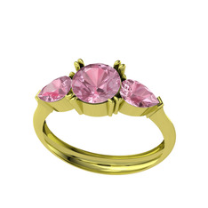Bast Tria Yüzük - Pembe kuvars 8 ayar altın yüzük #1s1hhqy