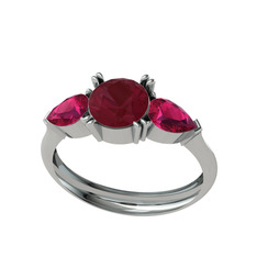 Kök yakut ve rodolit garnet 925 ayar gümüş yüzük