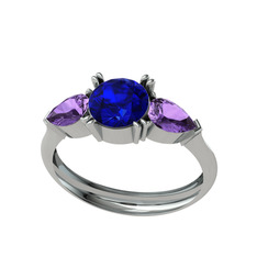 Bast Tria Yüzük - Lab safir ve ametist 925 ayar gümüş yüzük #1sv3d1o