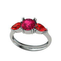 Rodolit garnet ve garnet 18 ayar beyaz altın yüzük