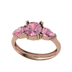 Bast Tria Yüzük - Pembe kuvars 8 ayar rose altın yüzük #1uvw5t5
