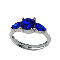 Bast Tria Yüzük - Lab safir 925 ayar gümüş yüzük #1vkogj9