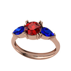 Bast Tria Yüzük - Garnet ve lab safir 18 ayar rose altın yüzük #1wiyued