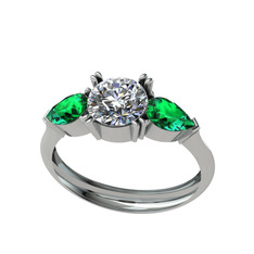 Bast Tria Yüzük - Swarovski ve yeşil kuvars 925 ayar gümüş yüzük #1x8zjrm