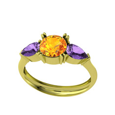 Sitrin ve ametist 18 ayar altın yüzük