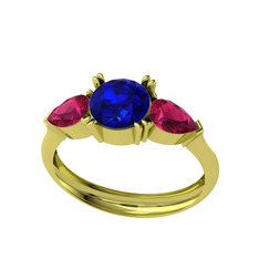 Bast Tria Yüzük - Lab safir ve rodolit garnet 925 ayar altın kaplama gümüş yüzük #459veo