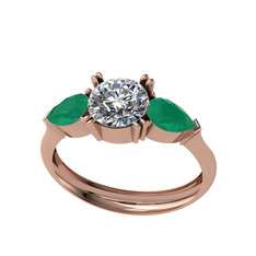 Bast Tria Yüzük - Swarovski ve kök zümrüt 18 ayar rose altın yüzük #6yfxdy