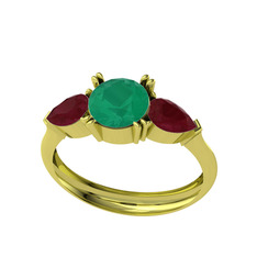 Kök zümrüt ve kök yakut 18 ayar altın yüzük