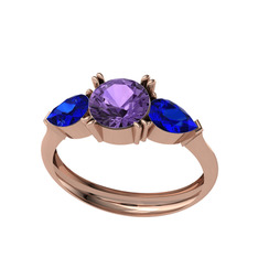 Bast Tria Yüzük - Ametist ve lab safir 8 ayar rose altın yüzük #b5cuxi