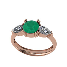 Bast Tria Yüzük - Kök zümrüt ve swarovski 8 ayar rose altın yüzük #duqr6p