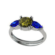 Bast Tria Yüzük - Peridot ve lab safir 925 ayar gümüş yüzük #eulszh