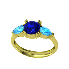 Bast Tria Yüzük - Lab safir ve akuamarin 14 ayar altın yüzük #fwh7u2
