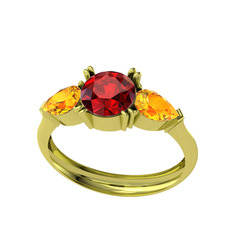 Garnet ve sitrin 8 ayar altın yüzük