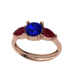 Bast Tria Yüzük - Lab safir ve kök yakut 8 ayar rose altın yüzük #ja0ayk