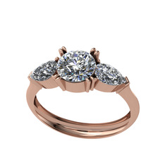 Swarovski ve beyaz zirkon 18 ayar rose altın yüzük