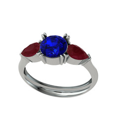Bast Tria Yüzük - Lab safir ve kök yakut 925 ayar gümüş yüzük #p9ge1w