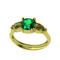 Bast Tria Yüzük - Yeşil kuvars ve peridot 925 ayar altın kaplama gümüş yüzük #pjwv4h