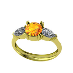 Bast Tria Yüzük - Sitrin ve beyaz zirkon 18 ayar altın yüzük #q1vi3n