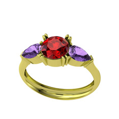 Garnet ve ametist 18 ayar altın yüzük