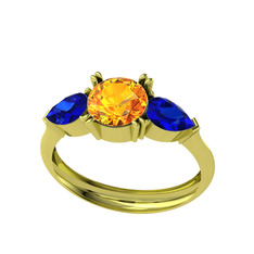 Bast Tria Yüzük - Sitrin ve lab safir 14 ayar altın yüzük #rjr3t4