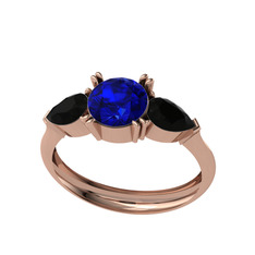 Bast Tria Yüzük - Lab safir ve siyah zirkon 18 ayar rose altın yüzük #rmj5ji