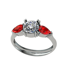 Swarovski ve garnet 8 ayar beyaz altın yüzük