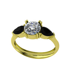 Bast Tria Yüzük - Swarovski ve siyah zirkon 18 ayar altın yüzük #zwvedh