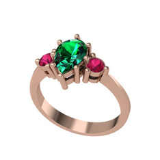 Yeşil kuvars ve rodolit garnet 8 ayar rose altın yüzük