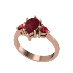 Kök yakut ve garnet 14 ayar rose altın yüzük