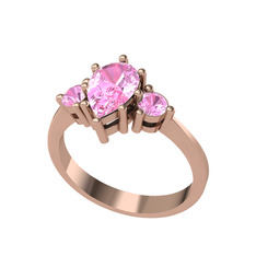 Dia Tria Yüzük - Pembe kuvars 8 ayar rose altın yüzük #1b4n1yt