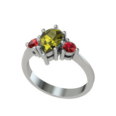 Dia Tria Yüzük - Peridot ve garnet 925 ayar gümüş yüzük #1ka0n03