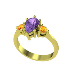 Ametist ve sitrin 18 ayar altın yüzük