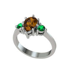 Dumanlı kuvars ve yeşil kuvars 925 ayar gümüş yüzük