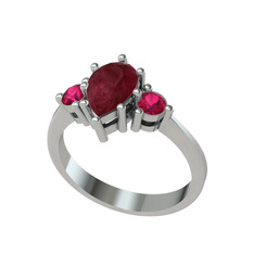 Dia Tria Yüzük - Kök yakut ve rodolit garnet 925 ayar gümüş yüzük #1rbgzn8