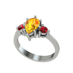 Dia Tria Yüzük - Sitrin ve garnet 925 ayar gümüş yüzük #1t6jzl