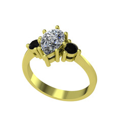 Beyaz zirkon ve siyah zirkon 14 ayar altın yüzük