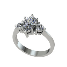 Dia Tria Yüzük - Swarovski ve pırlanta 925 ayar gümüş yüzük (0.32 karat) #1vn838