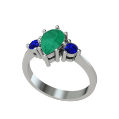 Dia Tria Yüzük - Kök zümrüt ve lab safir 925 ayar gümüş yüzük #1wal0dz