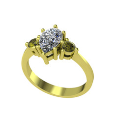 Dia Tria Yüzük - Swarovski ve peridot 8 ayar altın yüzük #1y0cafs