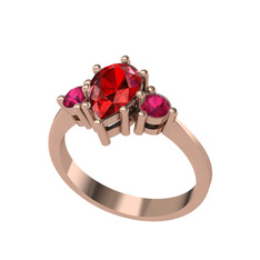 Dia Tria Yüzük - Garnet ve rodolit garnet 925 ayar rose altın kaplama gümüş yüzük #3kome4