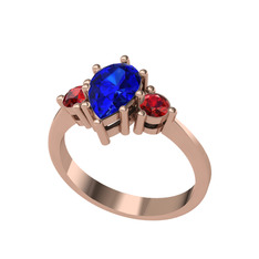 Lab safir ve garnet 8 ayar rose altın yüzük