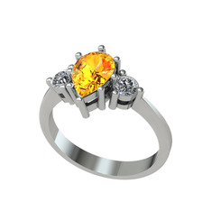 Dia Tria Yüzük - Sitrin ve beyaz zirkon 925 ayar gümüş yüzük #ep1hdv