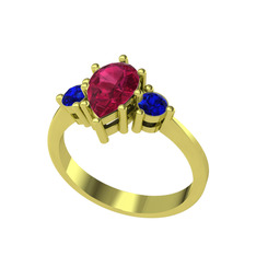 Dia Tria Yüzük - Rodolit garnet ve lab safir 8 ayar altın yüzük #fhj8ml