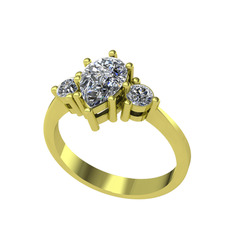 Dia Tria Yüzük - Swarovski ve pırlanta 8 ayar altın yüzük (0.32 karat) #gk6ul