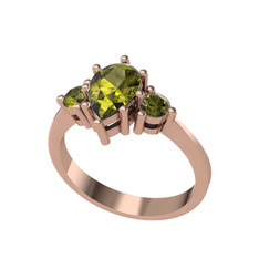Dia Tria Yüzük - Peridot 14 ayar rose altın yüzük #hp5jum